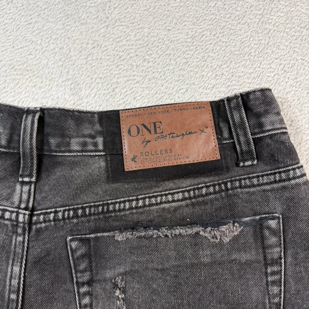 One Teaspoon Rollers Denim Shorts Women 26 Black Distressed Frayed Raw Hem